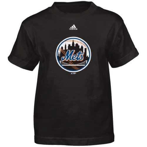 MLB Boys' New York Mets Team Logo Short Sleeve Tee, Black, Large