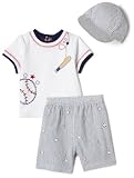 Little Me Sports Star Short Set with Hat, Blue Plaid