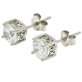 Sterling Silver 6mm Round Cubic Zirconia Stud Earrings by Charles Winston