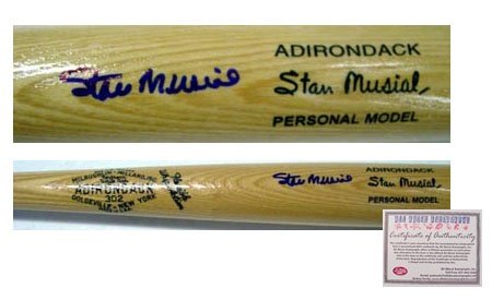 Stan Musial St Louis Cardinals MLB Hand Signed Name Model Adirondack Baseball Bat