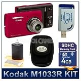 Kodak EasyShare M1033 Digital Camera (Red) - Sensible Best Selling Bundle