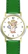 Angel Child - Cherub, Angel or Cupid Theme - WATCHBUDDY&reg; DELUXE TWO-TONE THEME WATCH - Arabic Numbers - Green Leather Strap-Size-Large ( Men's Size or Jumbo Women's Size )