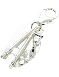 Welded Bliss Sterling 925 Silver Charm. Artists Palette With Paint Brushes Charm Clip Fit WBC1222