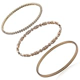 18k Yellow Gold Plated Sterling Silver Set of 3 Bangle Bracelets