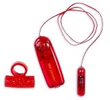 Doc Johnson Cuddles Red Vibrating Penis Ring and Clit Bumper