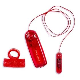 Red Vibrating Penis Ring and Clit Bumper