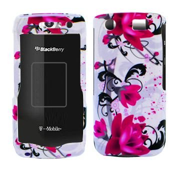 Blackberry pearl 9100 Red Flower on White Protective Case Faceplate Cover