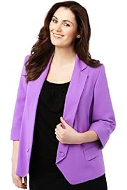 Plus Notch Lapel Open Front Button Jacket