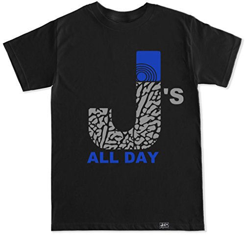 FTD Apparel Men's Blue J's ALL DAY Retro 3 black T shirt