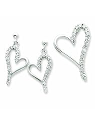 Sterling Silver CZ Heart Earring & Pendant Set