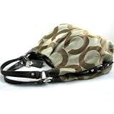 Coach Signature Op Art Large Maggie Shoulder Hobo Bag Purse 13894 Khaki Brown