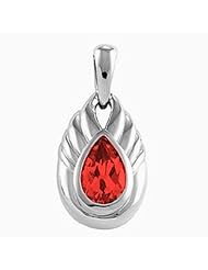 18K Yellow Gold Pear Cut Chatham Created Ruby Pendant -- LIFETIME WARRANTY