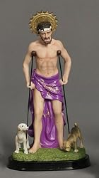 Luciana Collection - Statue - Saint Lazarus - Poly Resin Statues on Dark Base - 8in.