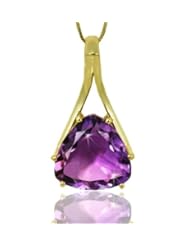 Silver Trendz 8ctw Amethyst Trillion Cut Pave Elements 18K Gold Plated Sterling Silver Necklace