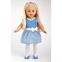 Baby Blue - Baby Blue Dress with Tights and Slippers; fits 18 inch American Girl dolls.