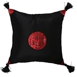 Review AsiaEXP  / Decorative Handmade Silky Black & Red Chinese Calligraphy Cushion Cover / Pillow Sham