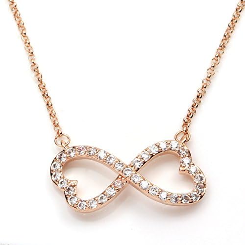 FANCY COLLECTION Rose Gold GP Swarovski Crystal CZ Infinity Love Pendant Necklace