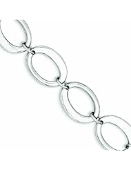 Genuine .925 Sterling Silver Polished Oval Loop Bracelet 15.1 Grams 7.5 Inch Length. 100% Satisfaction Guaranteed.