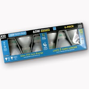 Qty 6 CFL Compact Fluorescent 15W R30 Light Bulbs 65W by Feit Electric