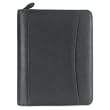 Nappa Leather Ring Bound Organizer w/Zipper, 8-1/2 x 11, Black