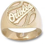 Baltimore Orioles Solid 14K Gold ''ORIOLES'' Pierced Baseball Ring Size 10.5