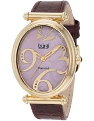 Burgi Womens BU39BUR Oval Case Swiss Quartz Diamond Classic Stainless Steel Watch