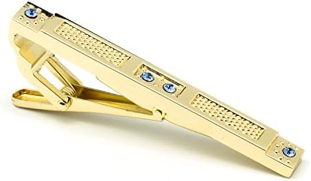 Nomenbi Set of 2 Clip Men's Necktie Tie Clip Pin Gold Tone with Pinch Clasp