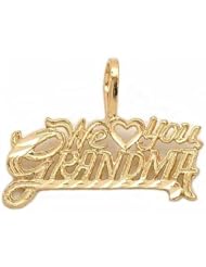We Love You Grandma Charm Diamond-Cut 14k Gold 14mm