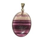 Fluorite Pendant 02 Stone Top Quality Purple Clear Oval Crystal Healing Gem 2.2