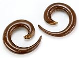 Coconut Shell Wood Sprial Hanger Earrings Organic Body Jewelry - Price Per 1- 6g~4mm