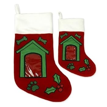 Plush Puppies Holiday Dog Stocking - Dog House Picture Frame - Large