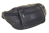 6 Pocket Genuine Solid (not patch) Leather Waist Pack, Fanny Pack. Large adjustable strap