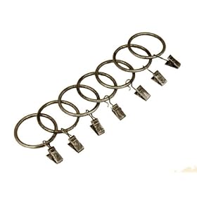 BCL Drapery Hardware, Clip Rings for 1.25-inch Diameter Rod Sets, Set of 7, Antique Silver...