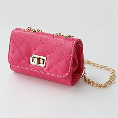 Lapin - Kids Quilted Crossbody w/ Metal Chain Strap, Girl's Shoulder Bag, Mini Cross Body Bag (Cherry pink)
