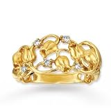 14k Yellow Gold Rose Buds Diamond Ring