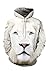 CHICOCO Big Pockets Drawstring Pullover Hoodie Sweatshirt(White Lion,Large)