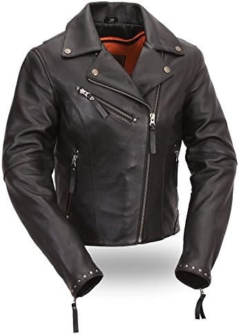 Womens Riveted Classic Leather Motorcycle Jacket