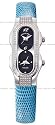 Philip Stein Teslar Womens-Mini Diamond Blue Lizard Strap Watch 4DD-G-B-ZBL
