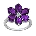 Sterling Silver Purple and Clear Crystal Flower title=