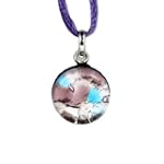 Handmade Murano Glass Pendant - Round S Purple/Silver Style2
