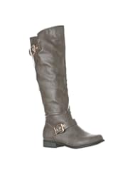 Shoes: Riverberry Womens Mia Smooth Knee-High Low Heel Riding Boots, Grey, 7