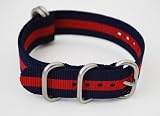 Zulu Heavy Duty Watch Strap 5 Ring NATO Fittings 22mm BLUE and RED