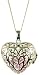 Silver Ladies Filigree Heart Locket on 18" Curb Chain with Removable Pink CZ Heart Inside