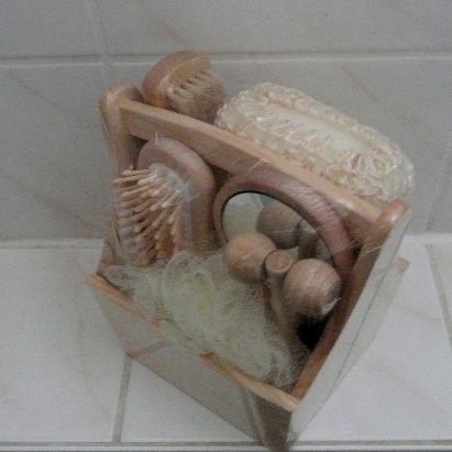 Produkt-Bild: Edles Bade-Wellness-Set in Holzkiste 6tlg.