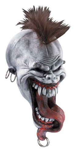 Adult Mask Horror Large Open Mouth Long Tongue Imp Demon Monster Mohawk Hair Punk Pierced 3/4 Head