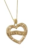 14K Yellow Gold I Love You Heart Pendant
