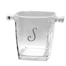 Culver Inc., Monogram S Square Base Glass Cooler Ice Bucket by Culver