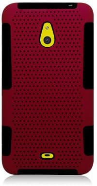 Thousand Eight(TM) For Nokia Lumia 1320 Hybrid Dual Layer Mesh Case + [LCD Screen Protector Shield(Ultra Clear)+Touch Screen Stylus] (Mesh case Black+Red)