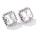 Sterling Silver / Platinum Color Choice Cubic Zirconia Square Stud Earrings