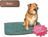 Orthopaedic Pet Dog/Cat Foam Mattress 95x70x4cm Egg Crate Design Brown Faux Suede Cover